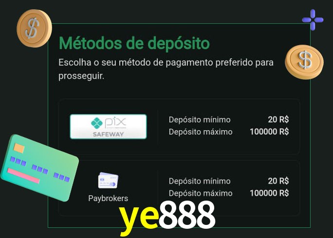 O cassino ye888 oferece uma grande variedade de métodos de pagamento